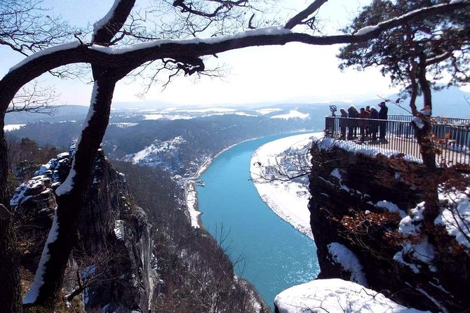 Bohemian and Saxon Switzerland All inclusive trip - Winter Tour - Bastei Bridge: the Elbe River Canyon viewpoint with winter drama