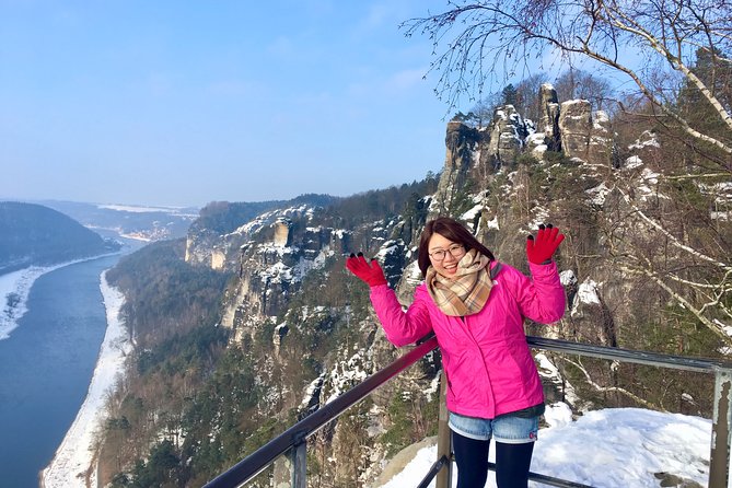 Bohemian And Saxon Switzerland Winter Tour from Prague - Stop 1: Bastei Bridge on the Saxon side of the park