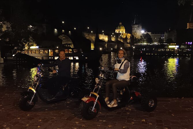 Electric Trike Night Tour in Prague - Live Guided - The Metronome and Letná viewpoints: Joseph Stalin and 5-bridge views