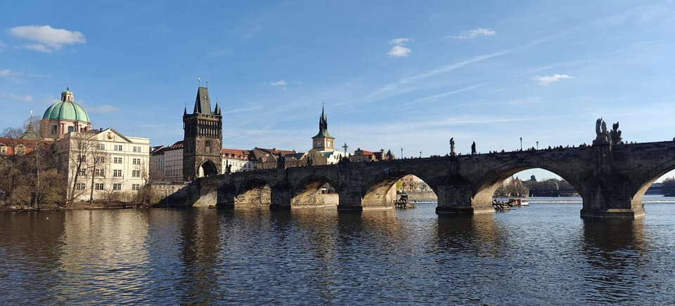 Prague: 2-Hour Historic Boat Cruise with Delicious Lunch - St. Nicholas Cathedral dome and Old Town weir: small details, strong payoff