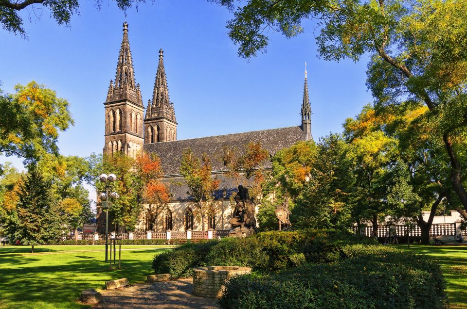 Prague: Guided tour to the historic fortress of Vyšehrad - St. Peter and St. Paul Basilica: Neo-Gothic Interior With Stained-Glass Details